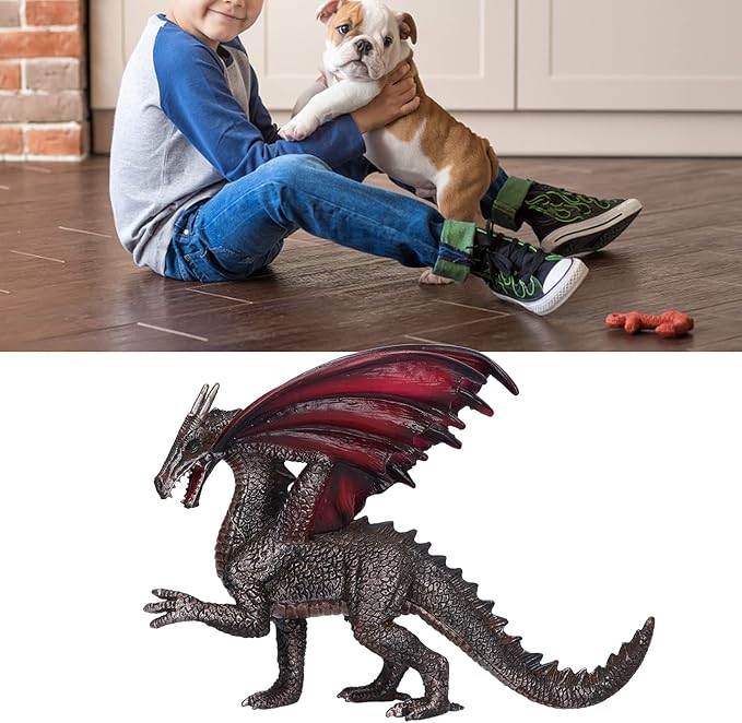LIZEALUCKY Dragon Action Figurine,Ancient Dragon Figures Model,Poseable Dragon Model for Tabletop RPG & Display (Black)