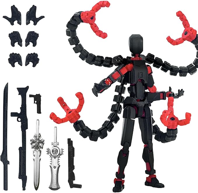 Assembly Completed T13 Action Figure 3D Printed Multi-Jointed Movable T13 Lucky 13 Dummy 13 Nova 13 Robot 13 Action Figure Desktop Decorations for Game Lovers