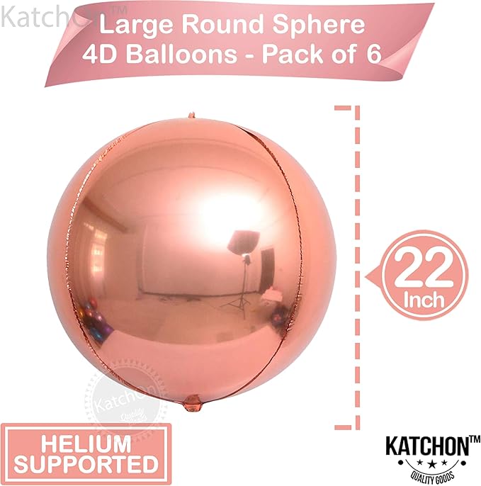 KatchOn, Rose Gold Balloons - 22 Inch, Pack of 6 | Rose Gold Foil Balloons for Bridal Shower Decorations | Mylar Balloon for Bachelorette, Anniversary, Birthday Party, Graduation Decorations 2026