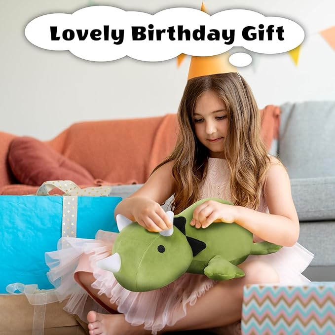 Weighted Dinosaur Stuffed Animals, Cute Weighted Dino Plush, Soft Stuffed Weighted Plushie Pillow Gifts for Girls Boys(23.6" 3.1Lbs)