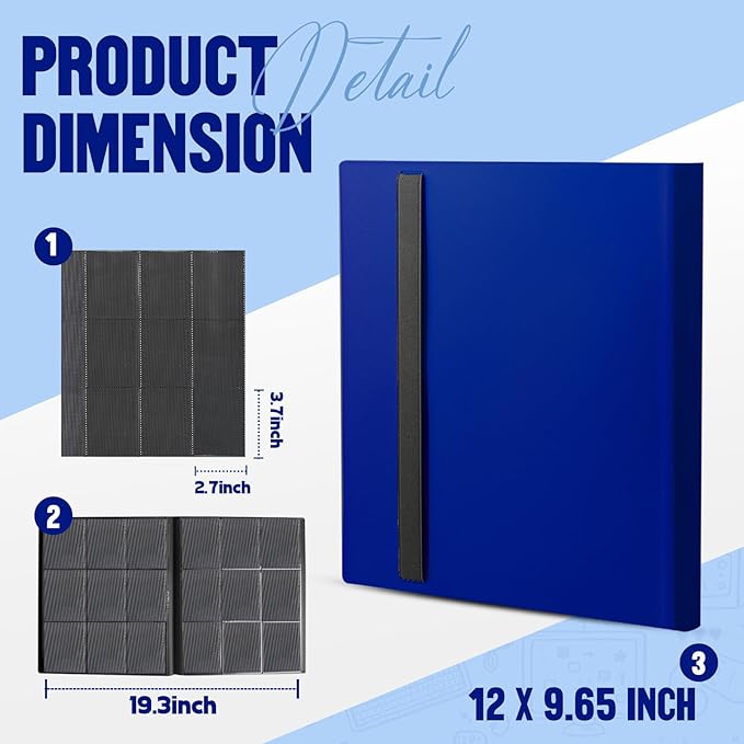 Card Binder 9-Pockets,Trading Card Binder,20 Pages, 360 Card Capacity Collection Binder, Card Folder for MTG, TCG, Game Cards & Sports Cards(Dark Blue)