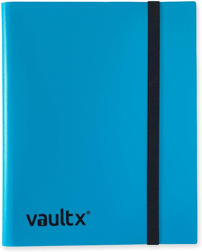 Vault X 9 Pocket Standard Strap Binder, Holds 360 Trading Cards in 20 Side-Loading Pages (Blue)