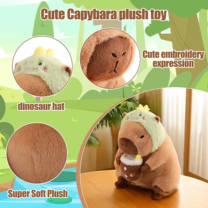 Capybara Plush Toy Pillow, 12" Cute Capybara Stuffed Animal, Soft Plushie Toy Doll Pillow for Girls & Boys, Kawaii Stuffed Animal Hugging Birthday Decorations Gifts