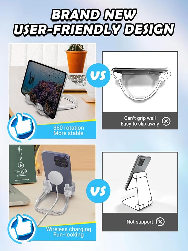 Valentines Gifts for Teens Girls Boys Kids Adults Cell Phone Stand: UPGRADE Adjustable Thumbs Up Lazy Phone Holder for Desk Cool Gadgets Fun Birthday Gifts for Women Husband Wife Easter Gifts for Kids