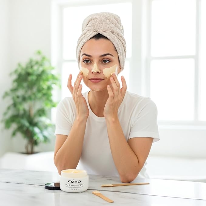 Raya Bio-Sulfur Masque (708) | Facial Clay Mask for Deep Pore Cleansing, Exfoliating Face Pack for Oily, Break-Out Skin | Vitamin-B and Bio Sulfur Formula to Control Oiliness | Skincare Face Mask