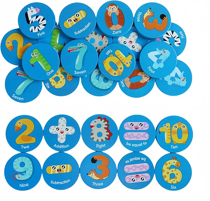 Memory Game for Kids, 28Pcs Wooden Flash Cards for Toddlers Matching, Educational Number Math Toys Preschooler Early Practice, Travel Learning Toys Gifts for Boys Girls Age 3 4 5 6