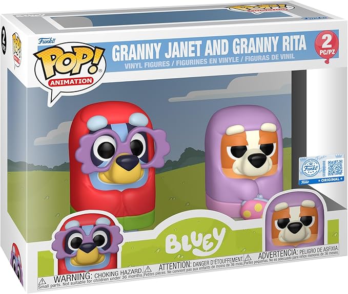 Funko Pop! Animation: Bluey - Granny Janet and Granny Rita, 2-Pack - Amazon Exclusive - Collectable Vinyl Figure - Gift Idea - Official Merchandise - Toys for Kids & Adults - for Collectors & Display