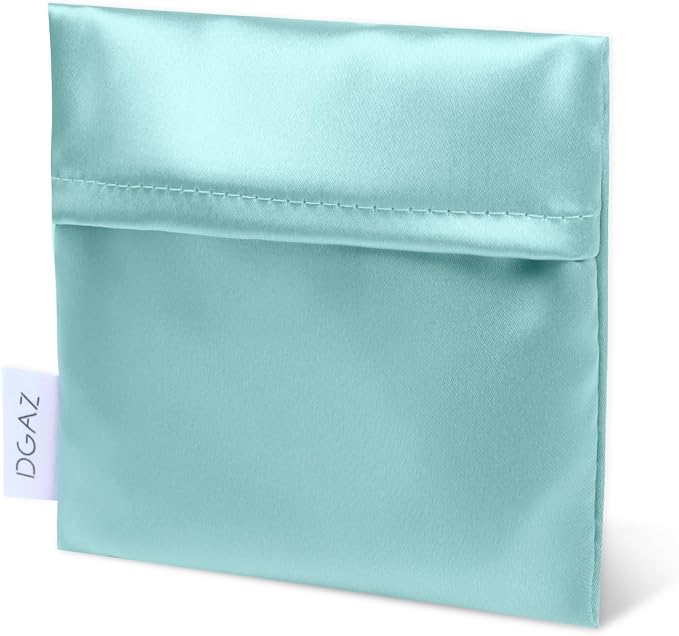 DGAZ silk Sanitary Napkin Storage Bag, Period Bag for Teen Aged Girls, Portable Period Bag for Panty Liners/Menstrual Cup/Small Tampons，Mini Makeup Bag for Purse(Blue Zephyr)