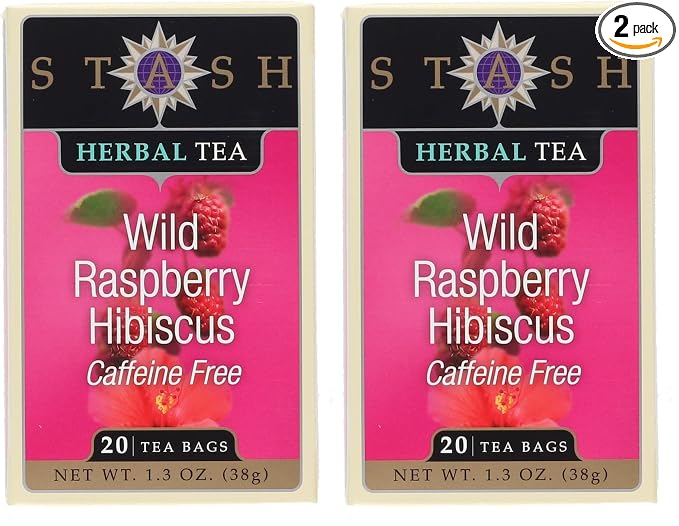 Stash Tea Wild Raspberry Hibiscus tea - 20 Count (Pack of 2)