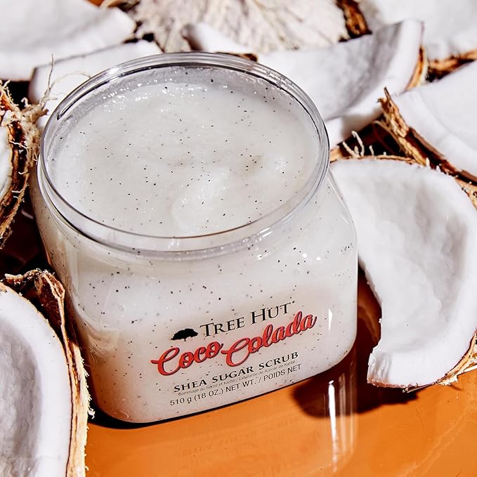 Tree Hut Coco Colada Shea Sugar Scrub, Mothers Day Gifts, Exfoliating & Hydrating Body Scrub with Shea Butter & Essential Oils, Smooth & Soften Skin, 18 oz