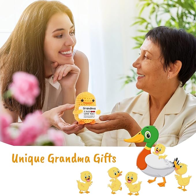 MBL Funny Birthday Grandma Gifts - I Duck Love You, Fun Handmade Crochet Duck Christmas Stocking Stuffers Xmas Mothers Day for Gigi Grandma Nana Grandmother Granny