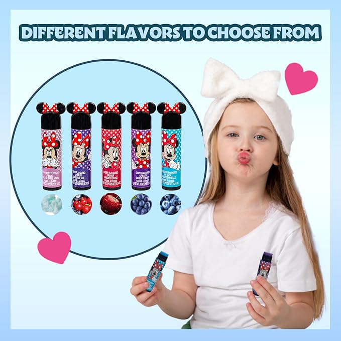 Disney Minnie Mouse Sparkly Cosmetic Makeup Set for Girls with Lip Balm Nail Polish Nail Stickers-35 Pcs|Perfect for Parties Sleepovers Makeovers|Birthday Gift for Girls by Townley Girl