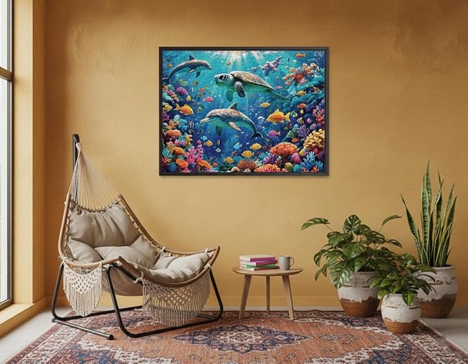 1000 Pieces Jigsaw Puzzles for Adults, Seaside Series - Calming Ocean View Art, Relaxing Stress Relief Game, Large 28" x 20", Great Gift for Summer & Home Decor（Ocean Symphony）
