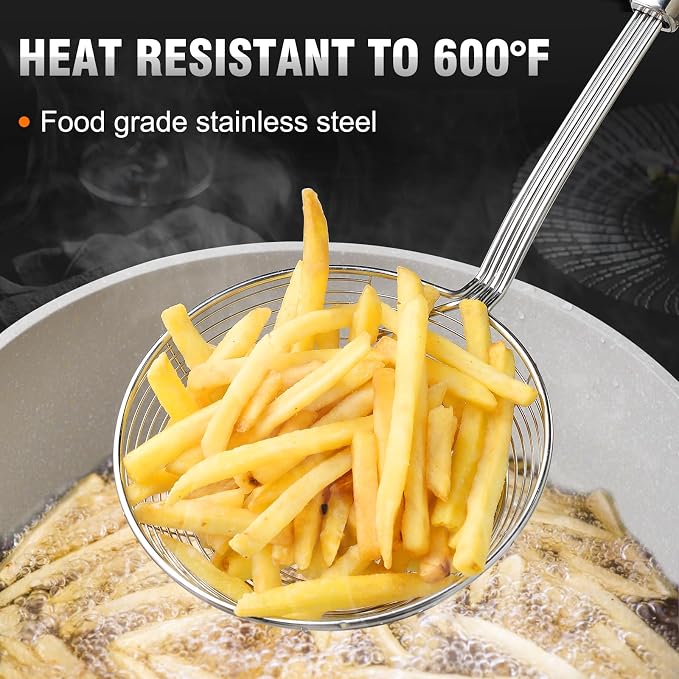 Walfos Spider Strainer - 5.5 Inch Stainless Steel Fryer Scoop, Kitchen Spider Skimmer Strainer With Handle, For Cooking Deep Fryer, Pasta, Spaghetti, Noodle, Vegetables, Egg