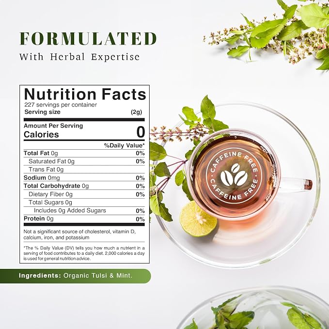 Oxify Organic Tulsi Mint Herbal Loose Tea- 16 oz (16 oz, Tulsi Mint)