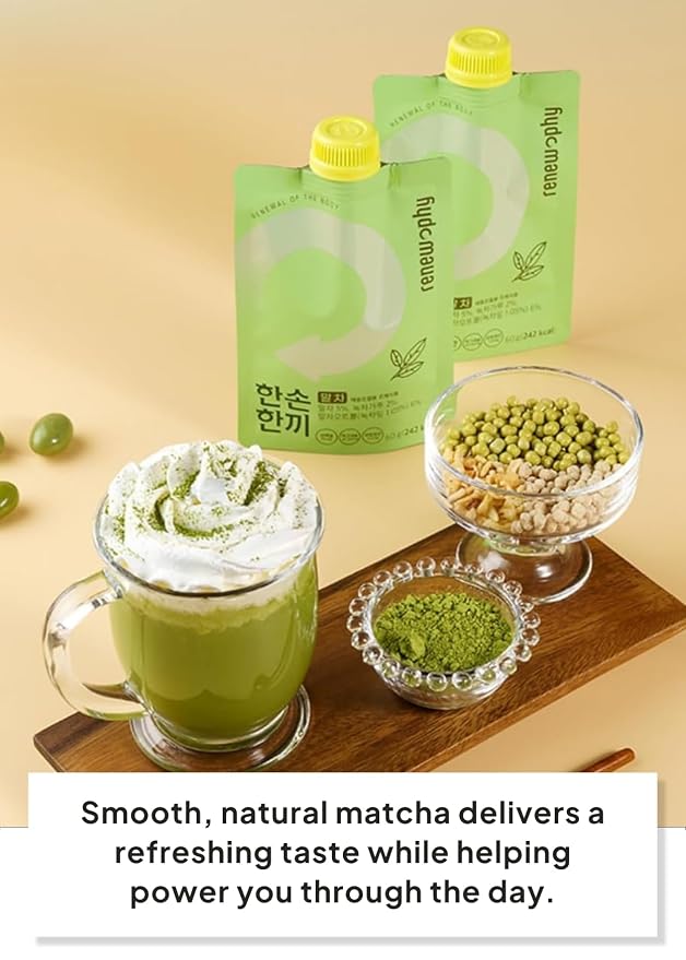 Korean Food Premium Matcha Protein Shake, 25g Protein, 7 Pack Drink Mix | Premium matcha drink mix with 25g protein per pouch, just add water for a convenient beverage