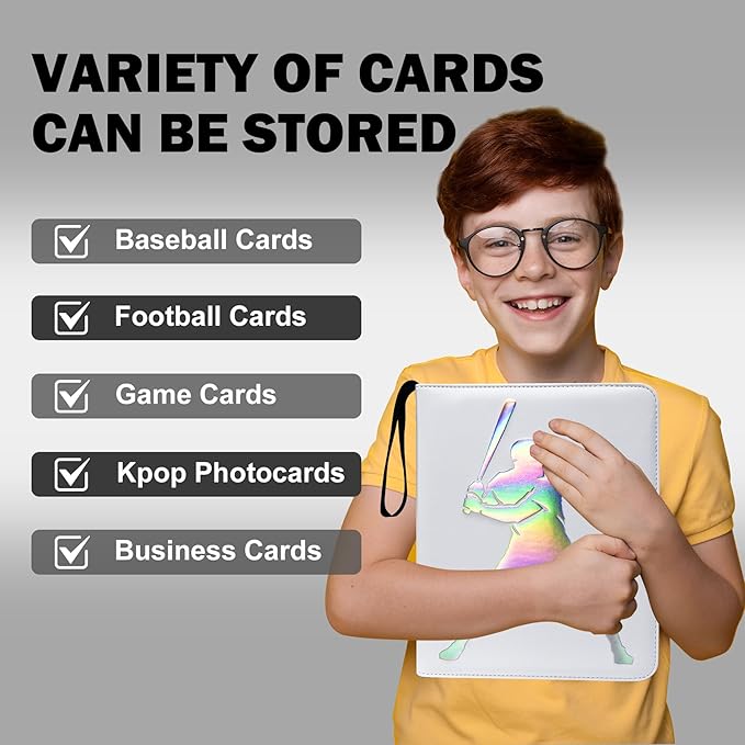 900 Pockets Baseball Card Binder, Portable Waterproof Storage Album with Removable Sleeves for Baseball Sports Cards 2025 2026 Collectors