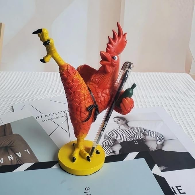 CONG 1pcs Large Handmade Resin Rooster Sculpture, Kung Fu Style Lifelike Figurine, Home Decor for Living Room & Foyer
