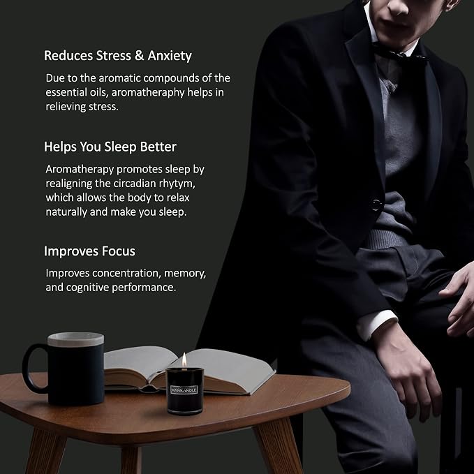 Majestic Zen Premium Scented Candle for Men | Long Lasting Soy Wax Wood Wick Aromatherapy Candle | Relaxing Home Decor & Birthday Gifts for Men | 9oz Glass Jar