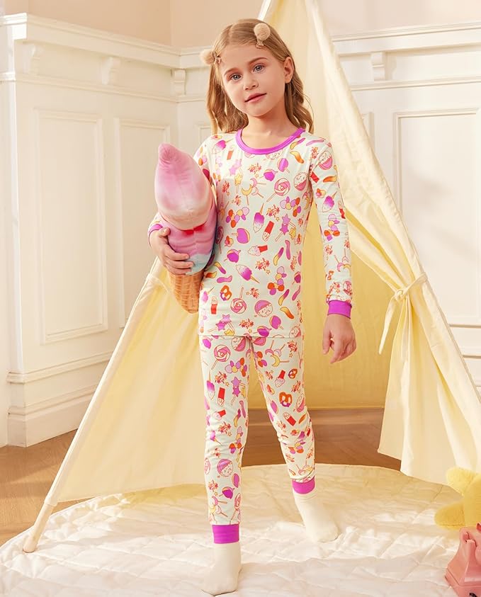 Bamboo Viscose Toddler Girls Kids Pajamas Unicorn Mermaid Pjs Long Sleeve Snug fit 12M-8Y 2pcs Soft Jammies