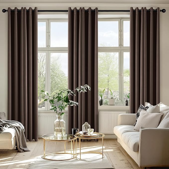 MIULEE Blackout Curtains for Bedroom 2 Panels 40"x72" Long Chocolate Brown | Thermal Insulated, Living Room Darkening Grommet Drapes, Noise Reducing, Light Blocking Window Treatments
