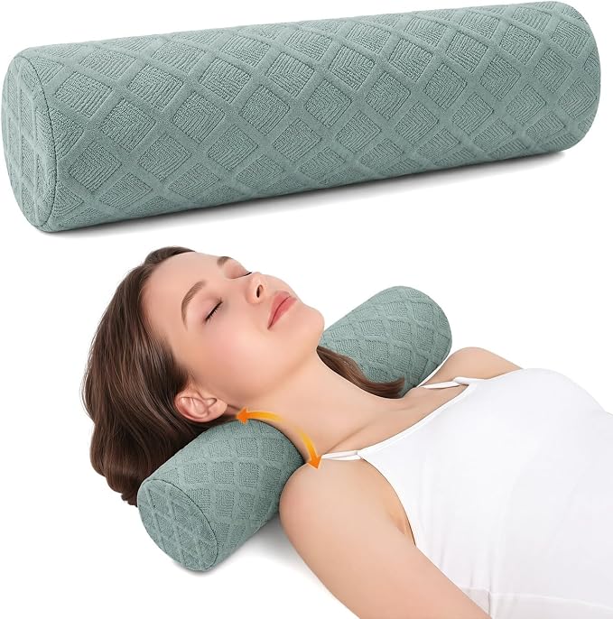 4.7" Neck roll Pillow,Small Round Circle Pillow Cylinder Pillows | Cervical Memory Foam Neck Support Pillows,for Sleeping,Head，Neck,Bed，Back,and Legs Round Neck Support and Yoga Pain Relief