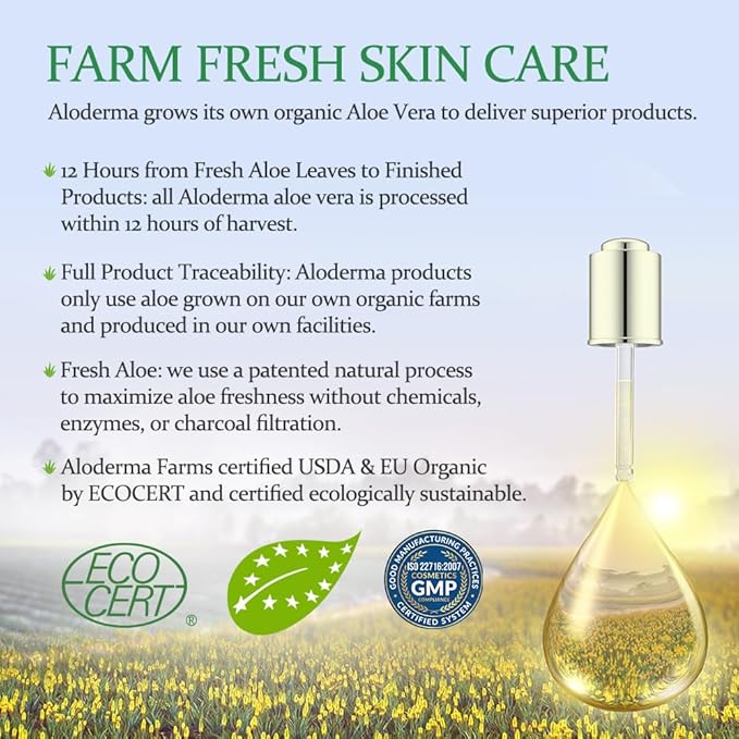 Aloderma Brightening Facial Cream - Made with 69% Organic Aloe Vera - Natural Skin Brightening Squalane & Niacinamide for Flawless Complexion, 1.7oz