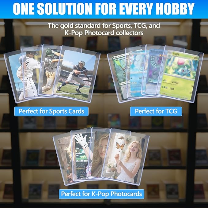 DEDC 180pt Toploaders and Penny Sleeves Bundle - 100 Rigid Hard Card Sleeves & 100 Soft Card Sleeves for 3" x 4" Ultra-Thick Memorabilia & Relic Cards - Acid-Free Archival Safe UV Protection Storage