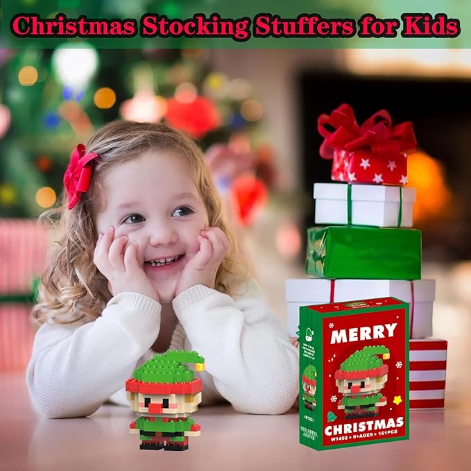 Christmas Building Blocks Compatible for Lego Christmas Elf Micro Blocks Stacking New Toys Holiday Present Box New Year Gifts for Kids Ages 6+ Boys and Girls(Elf)