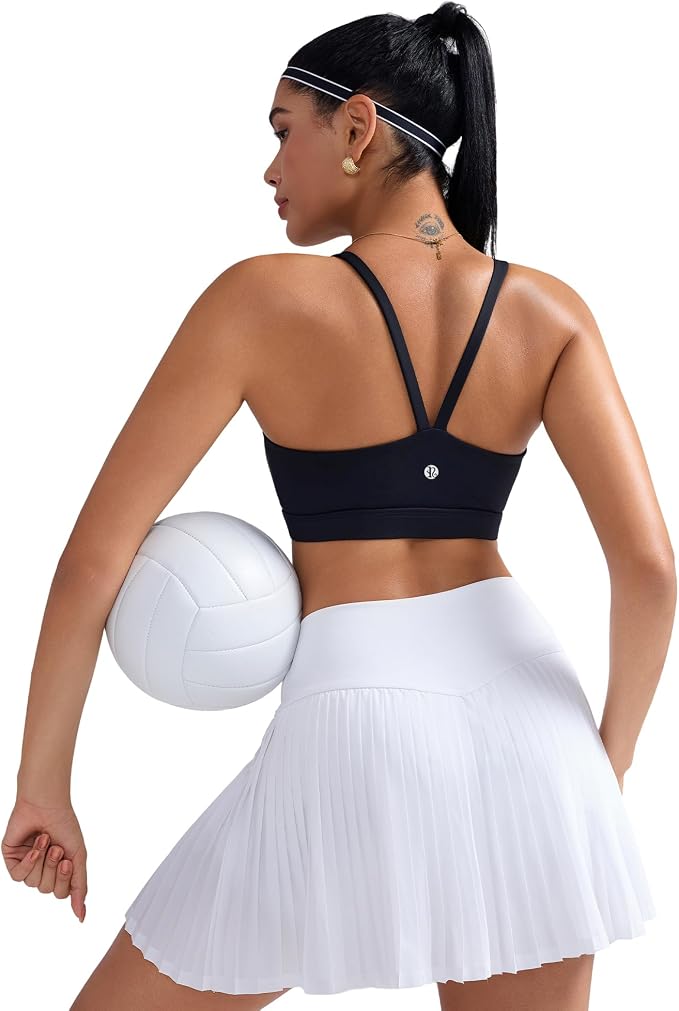 RUNNING GIRL Sports Bras for Women,Light Impact Molded Cup Strap Sports Bra with Sewn in Pads,Best for A-C Cup