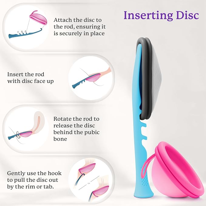 Ecoblossom Menstrual Cup & Disc Applicator Tool - Comfortable & Easy Insertion & Removal - Compatible with Most Period Cups and Discs (Teal)