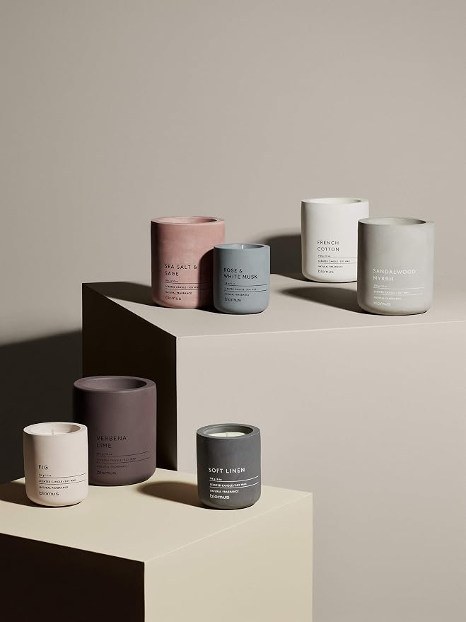 Blomus Fraga Scented Candle Withered Rose L Soy Wax Concrete