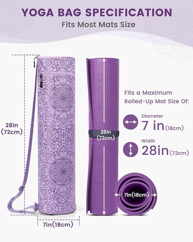 Gonex Yoga Mat Bag, Yoga Mat Carrier Full-Zip Exercise Yoga Mat Carry Bag for Women Men with 2 Multi-Functional Storage Cargo Pockets Extra Wide Adjustable Shoulder Strap