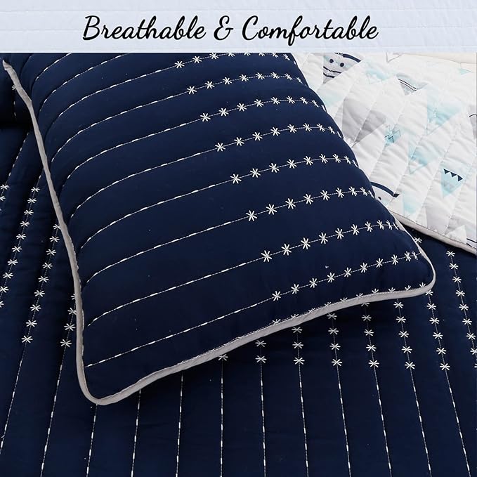 Cozy Line Home Fashions Summit Blues Snowy Alps Pike Winter Mountains Polyester Reversible Quilt Bedding Set, Coverlet, Bedspread (Twin - 2 Piece)