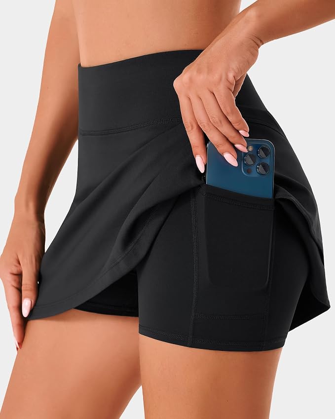 Stelle Tennis Skirts for Women Ruffle Athletic Golf Skorts with Pocket | High Waisted, Tummy Control, Built in Shorts, Athletic Skirt, Golf Skirt, Soft, Breathable, Workout, Pickleball