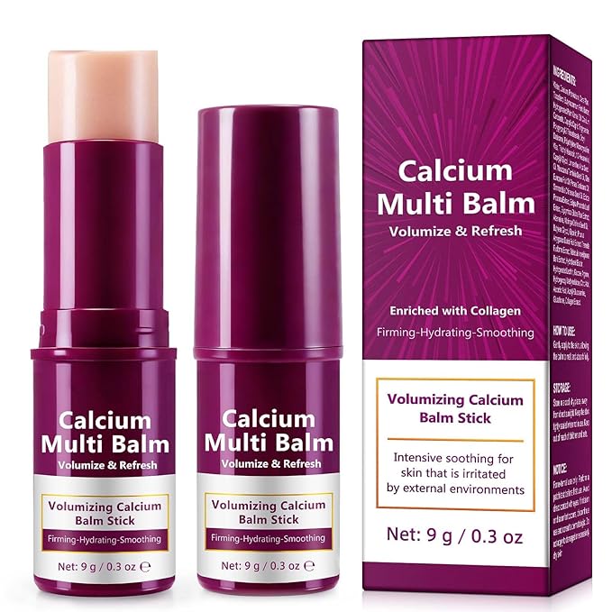 Calcium Multi Balm Stick - 2 Pack, Wrinkle Repair & Firming Balm, Collagen Infused Face Stick, Intense Hydration for Deep Wrinkles on Eye, Anti-Aging & Lifting Care, 0.6 Oz
