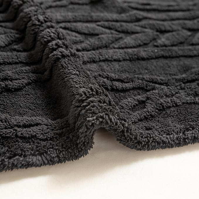 YUSOKI Sherpa Fleece Queen Size Blanket, Black, 90"x90" | 3D Stylish Design,320GSM, Non-Shedding, Lightweight for All Season Use, stays fluffy after repeated washes, Perfect Gifts