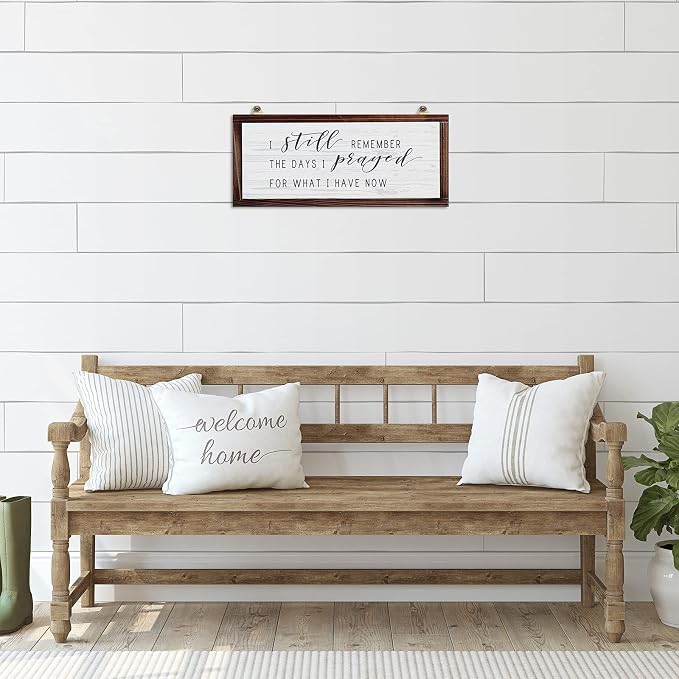 Jetec I Still Remember The Days I Prayed Rustic Wood Sign | Christian Inspirational Quote, Vintage Farmhouse Wall Decor, Wooden Plaque for Home Living Room Garden