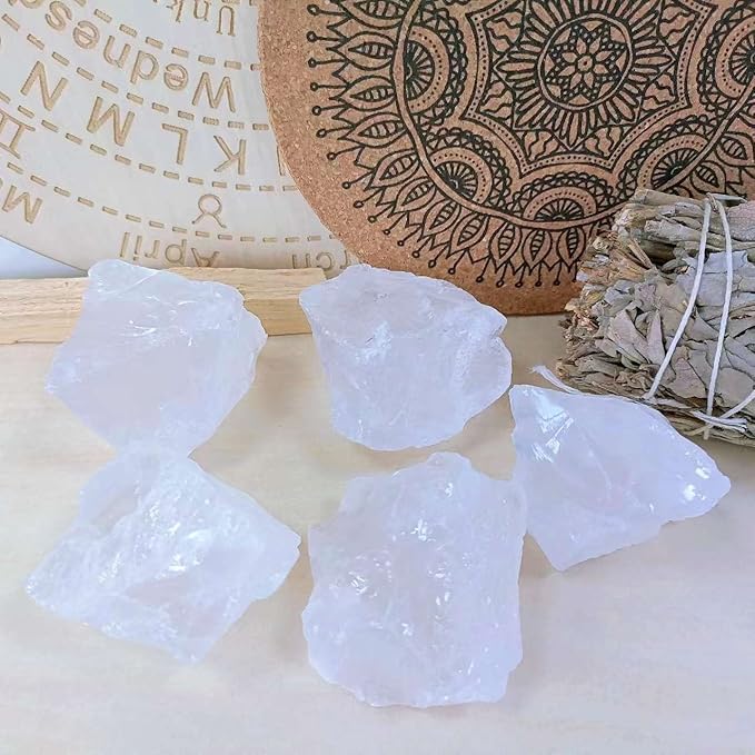 LAIDANLA Clear Quartz 2" Natural Rough Stones Crystal Large Raw Crystals Bulk Healing Cuarzo Gemstones for Reiki Healing Tumbling Fountain Rocks Wire Wrapping Decoration 4PCS 0.5lb