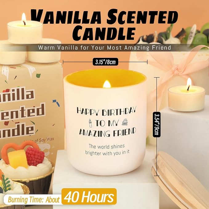 HAVITI Birthday Candle for Women, Vanilla Sugar Scented Candles Soy Wax 8OZ, Luxury Happy Birthday Candle Friend, Mom Sisiter Her Men