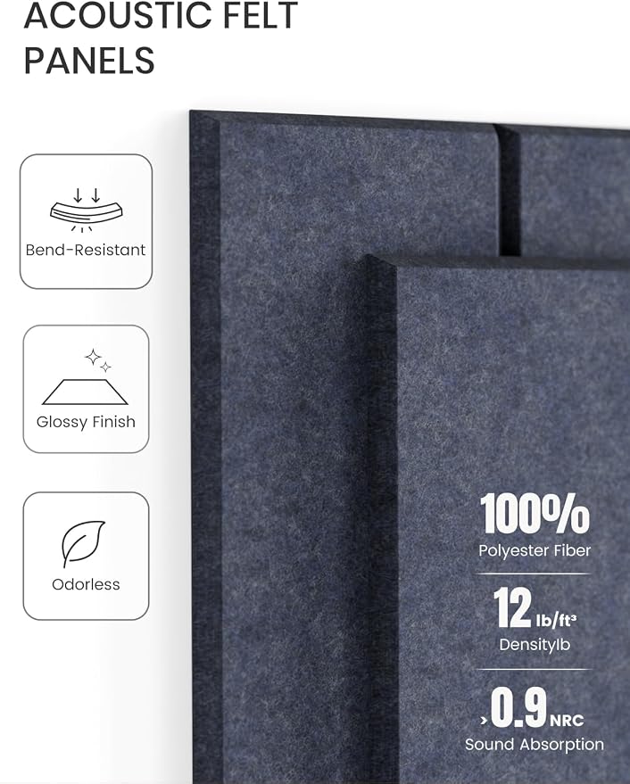 Fluxynara 36" x 24" Large Felt Bulletin Board, Navy Blue | 6 Pack Cork Board Alternative with 30 Safe Adhesive Tabs, Felt Pin Boards for Wall Decor, Home, Office, Classroom, Dorm