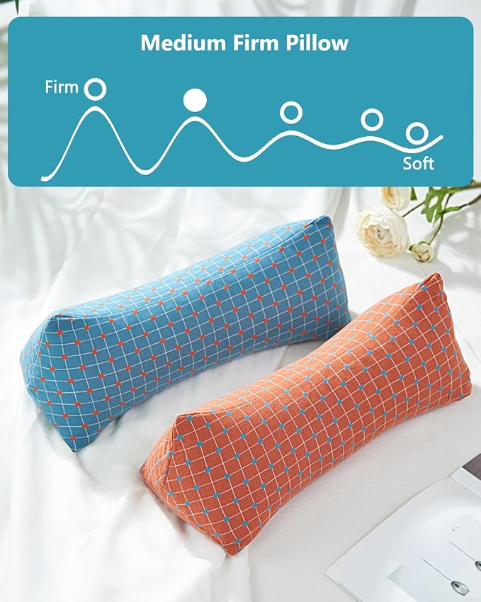 Wedge Contour Buckwheat Pillow for Neck Pain Relief, Ergonomic Triangle Neck Pillow for Side and Back Sleepers, Adjustable Breathable Pillow with Washable Cover 15.7"x5.9", Red