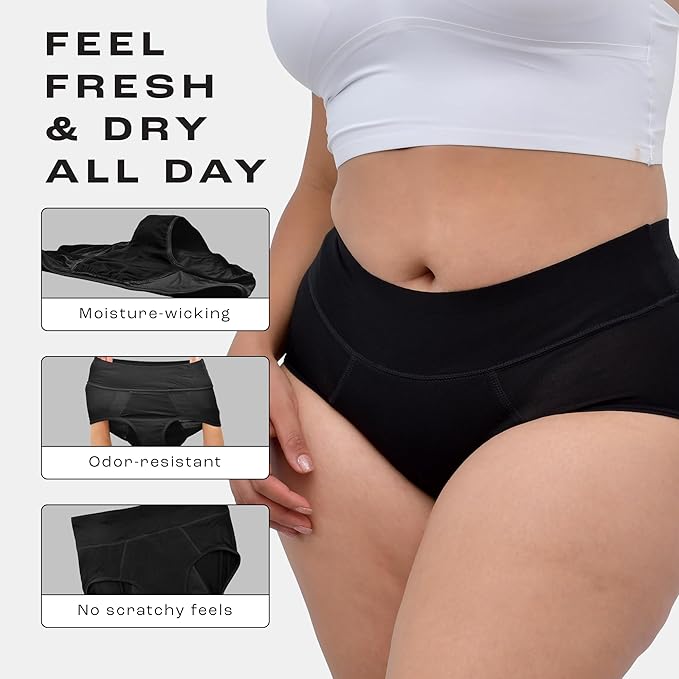 Bambody Absorbent Period Panties - Bamboo Rayon - Leakproof Period Underwear for Women and Teens - All-Day Long Protection