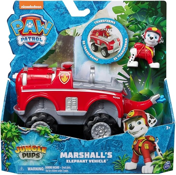 Paw Patrol Jungle Pups, Marshall Elephant Vehicle, Toy Truck with Collectible Action Figure, Kids Toys for Boys & Girls Ages 3 and Up