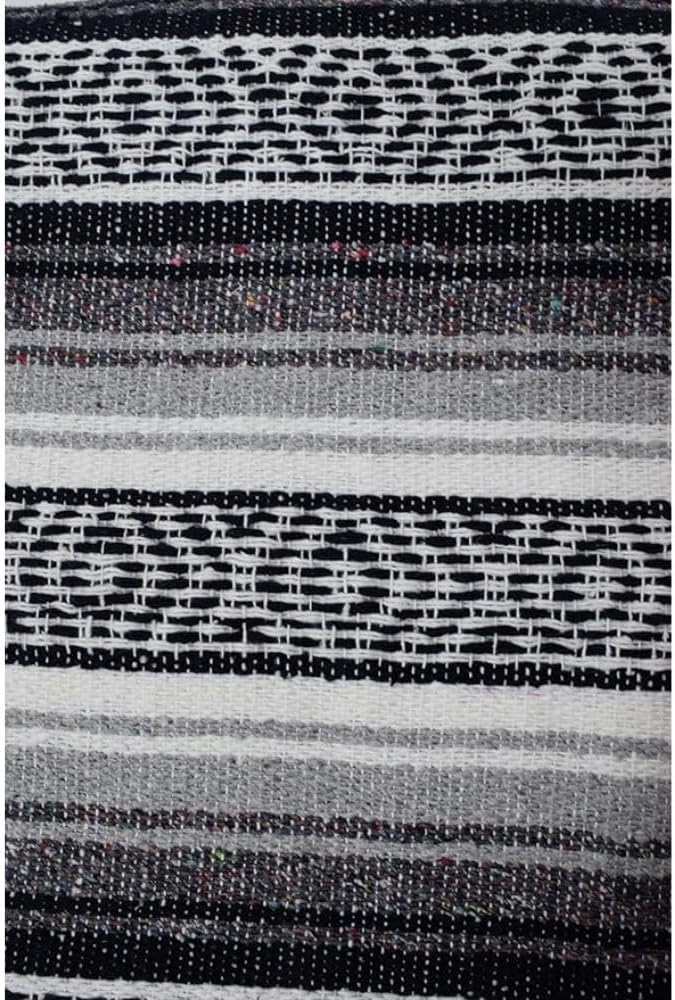 Open Road Goods Bulk Falsa Blankets - Handwoven Authentic Mexican Falsa - Great for Weddings, Yoga, Beach, Picnics, or Mexican Throw! (Black/Grey, 7 Pack)