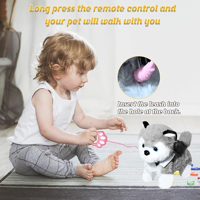 Puppy Toys for Kids, Toy Dogs That Walk and Bark, Walking Dog Toy for Kids with Leash, Interactive Stuffed Puppy with Remote Control, for Girls and Boys Aged 3-7 Year Old