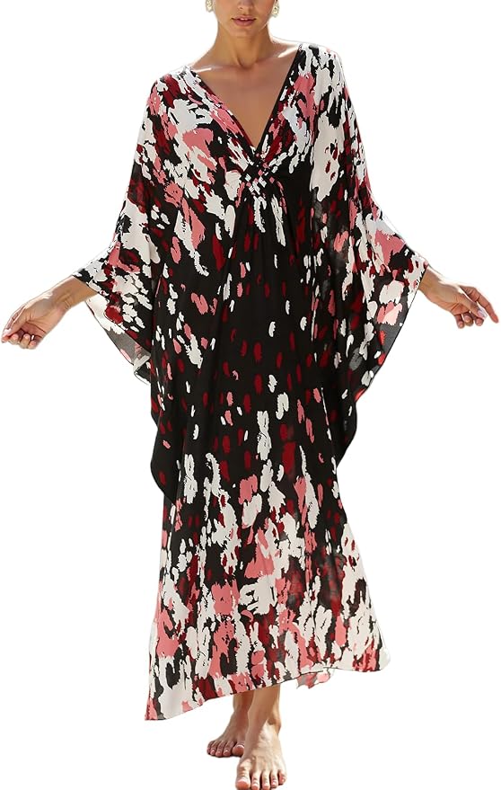 Mumu Dresses for Women Plus Size, Bohemian Kaftan Beach Cover Up Long Maxi Nightgown Soft Loungewear