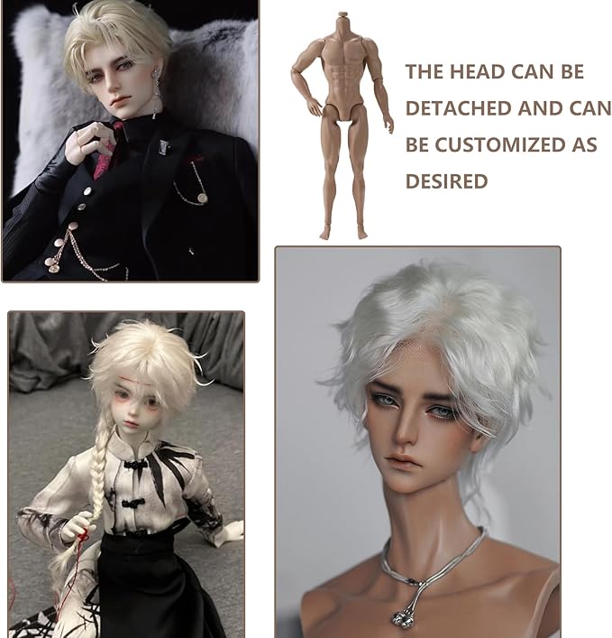 1/6 Scale Action Figure Multi Jointed Posable Male Muscular Action Figure Body with Head for Display Doll Collection, Brown