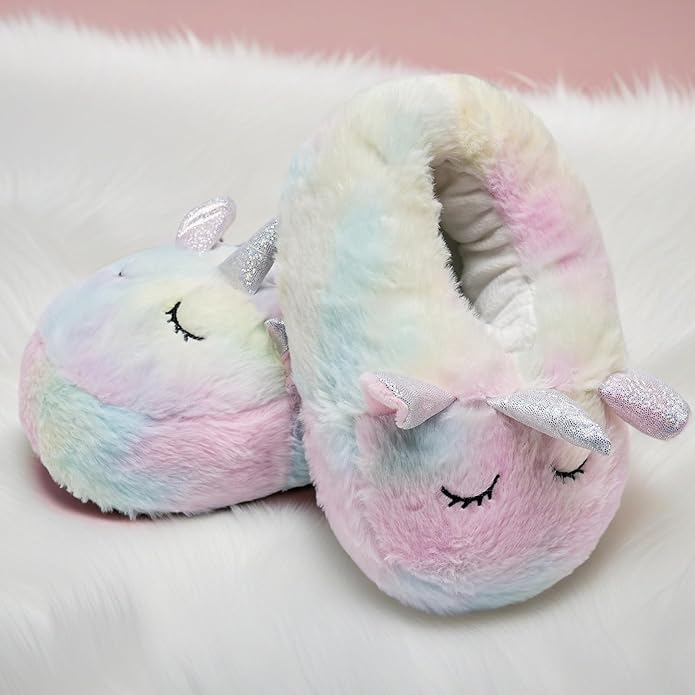 IceUnicorn Toddler Slippers Kids Cute Funny Animal House Shoes Girls Boys Christmas Fluffy Bedroom Indoor Slipper, Cat, Bunny, Unicorn, Axolotl, Fox