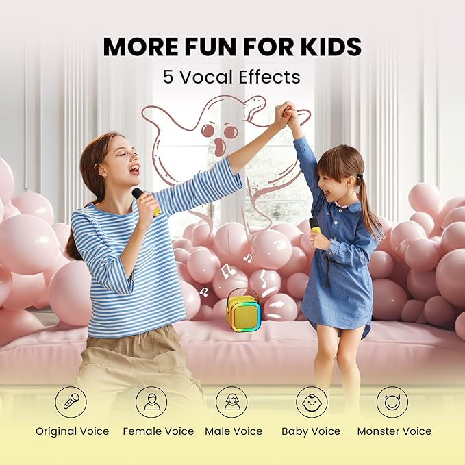 Karaoke Machine for Kids, 2026 TOP Toys Birthday Gifts Ideas for Girls Ages 4, 5, 6, 7, 8, 9, 10, 12+ Years Old, Portable Mini MP3 Player with 2 Wireless Mics for Party